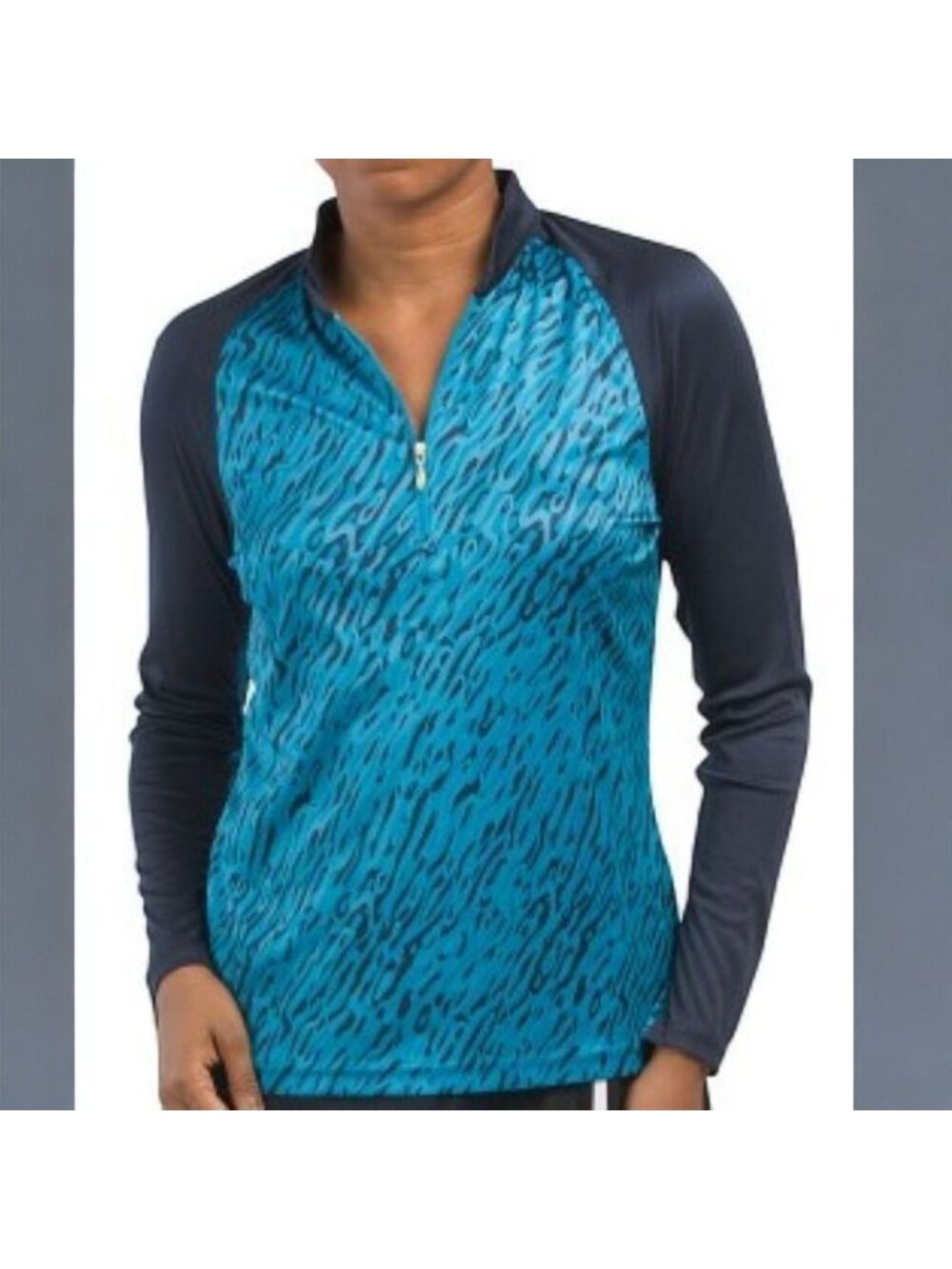 Greg Norman women's long-sleeve golf shirt zebra animal print, size small, new.